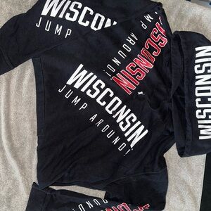 PINK Victoria's Secret Black and Red Wisconsin Hoodie